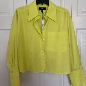 Banana Republic cropped button down, size medium, vibrant yellow. NWT